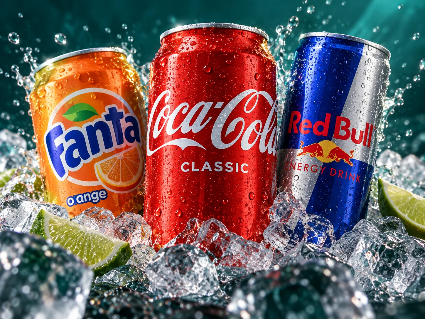 boissons — visuel publicitaire illustré avec des produits de marque